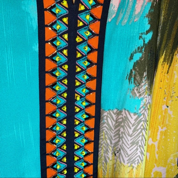 Vintage Brushstroke Color Block Chiffon Casual Pant Tank 2 pc Set Size S - Picture 7 of 12